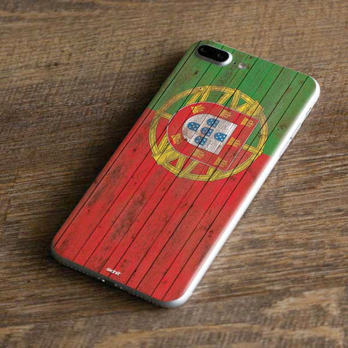 Portuguese Flag Dark Wood iPhone 8 Plus Skin